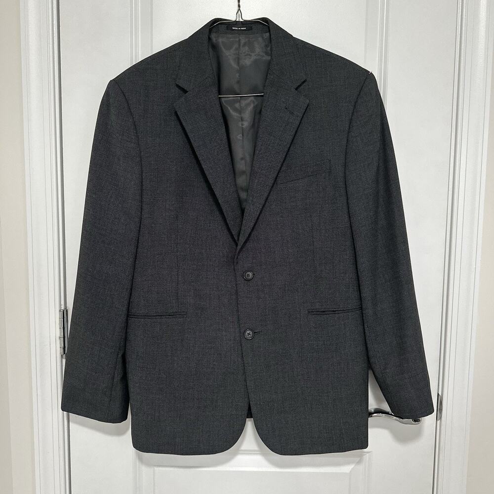 Claiborne Men’s Charcoal Gray Two Button Blazer Sport Coat Jacket Classic